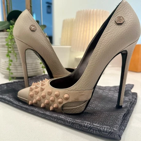 Philipp Plein Beige Studded Heels - Picture 6 of 7